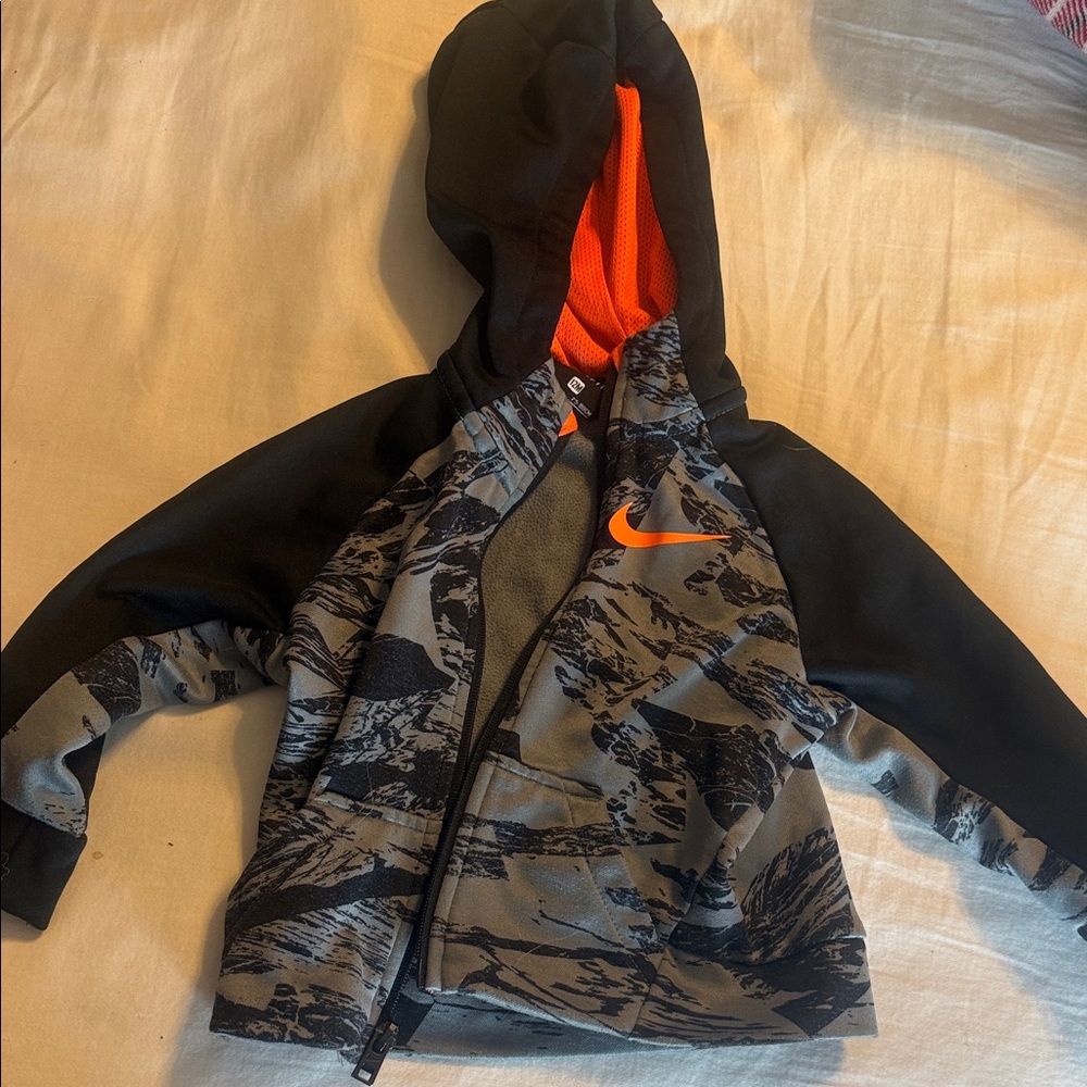 Nike Kids Camouflage Jacket - Black and Orange